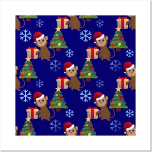 christmas santa monkey emoji Posters and Art